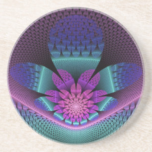 Ongewoon patroon Kleurrijke Fantasie Bloem Fractal Zandsteen Onderzetter
