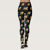 ongewoon zwart met geel en rood bloempatroon leggings (Achterkant)