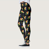 ongewoon zwart met geel en rood bloempatroon leggings (Links)