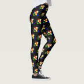 ongewoon zwart met geel en rood bloempatroon leggings (Rechts)