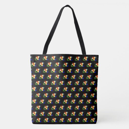 ongewoon zwart met geel en rood bloempatroon tote bag (Voorkant)