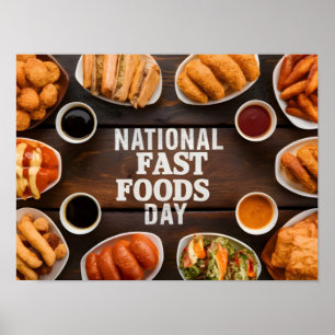 Ongezond Fastfood Verspreid met sauzen Poster