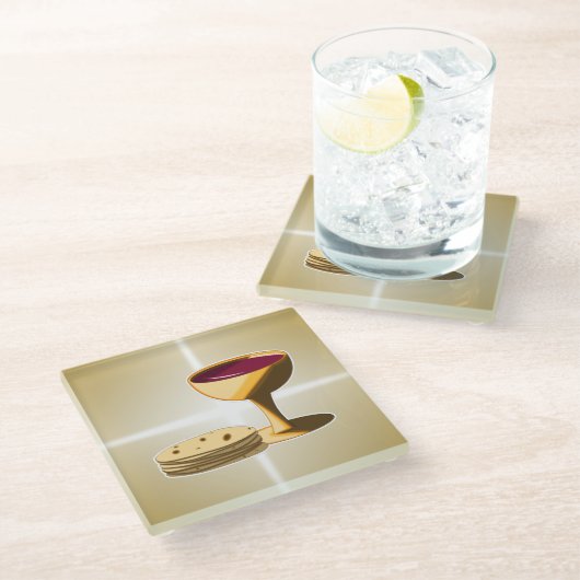 Ongezuurde Broden en Wijn Het Laatste Avondmaal Pa Glazen Onderzetter (Schuin)