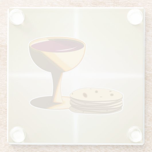 Ongezuurde Broden en Wijn Het Laatste Avondmaal Pa Glazen Onderzetter (Achterkant)