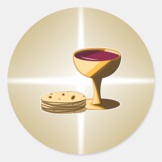 Ongezuurde Broden en Wijn Het Laatste Avondmaal Pa Ronde Sticker (Voorkant)