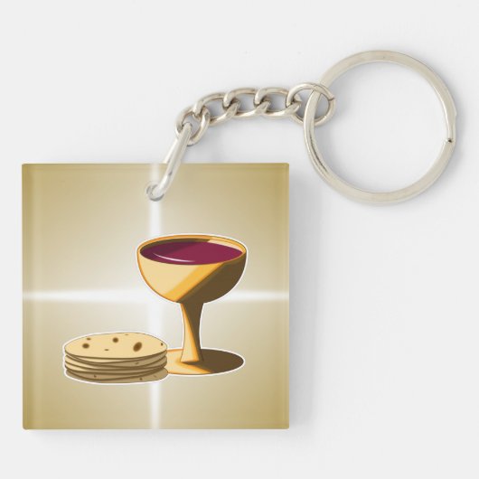 Ongezuurde Broden en Wijn Het Laatste Avondmaal Pa Sleutelhanger (Achterkant)