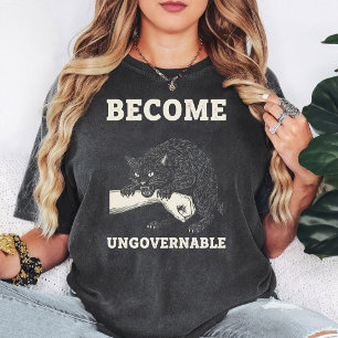 Ongouvernabel Worden Zwarte Kat Vintage Stijl T-shirt