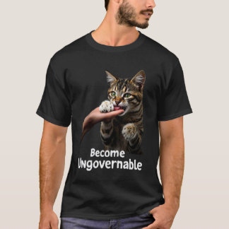 Ongouvernementeerbare Kat Bijt Hand Humor Mannen V T-shirt