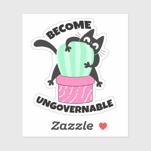 Ongreepbare Kat Sticker – Cute Zwarte Kat C (Vel)