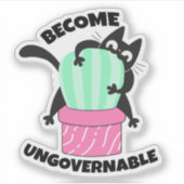 Ongreepbare Kat Sticker – Cute Zwarte Kat C (Voorkant)