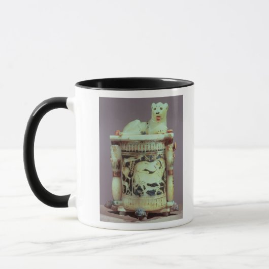 Onguente pot met een figuur van de koning als leeu mok (Links)