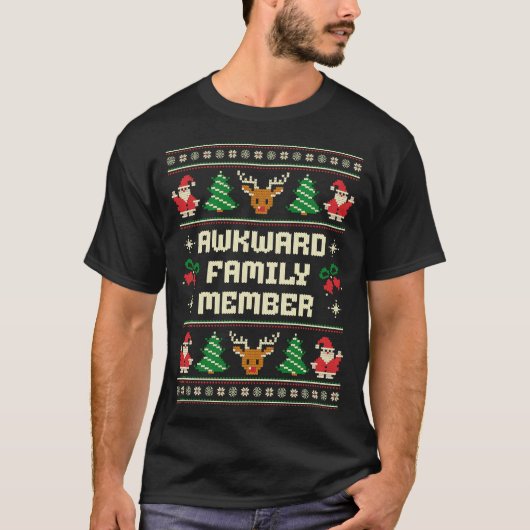 Onhandig familielid lelijke kersttrui t-shirt (Voorkant)