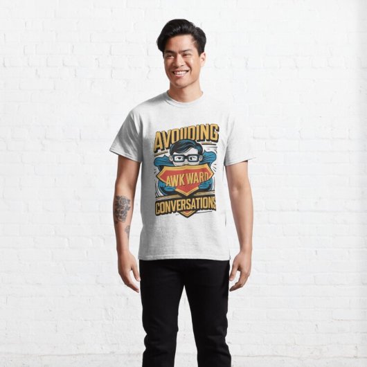 Onhandige conversatie vermijden t-shirt