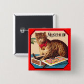 Onheil de Kat - Vintage Ad Vierkante Button 5,1 Cm (Voorkant /achterkant)