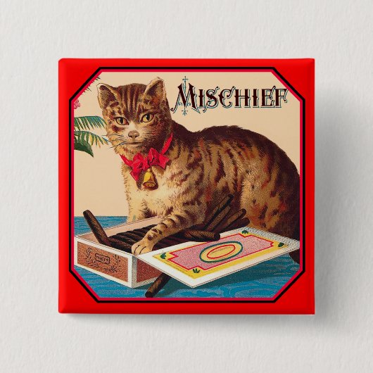 Onheil de Kat - Vintage Ad Vierkante Button 5,1 Cm (Voorkant)