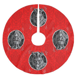 onheilspellende kerst krampus red damask kerstboom rok