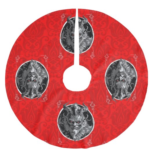 onheilspellende kerst krampus red damask kerstboom rok (Voorkant)