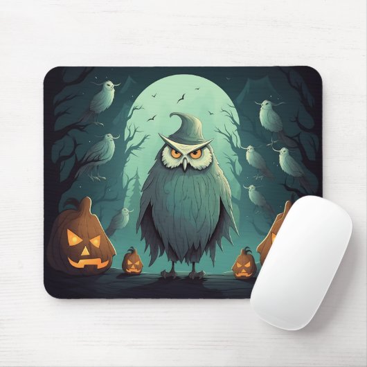 Onheilspellende Uil op Halloween Night Graphic Hal Muismat (Met muis)