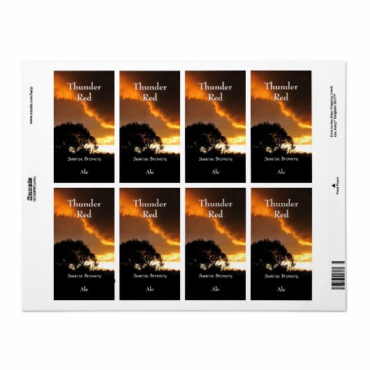 Onheilspellende zonsondergang ~ bierlabel etiket (Full Sheet)