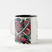 Oni & Bakeneko - Enchanted Guardians Edition Tweekleurige Koffiemok (Voorkant links)
