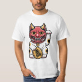 Oni Cat | Japanese Mythical Cat with Oni Mask | Cu T-shirt (Voorkant)