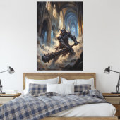 Oni-demon in de gotische kathedraal canvas afdruk (Insitu (Slaapkamer))