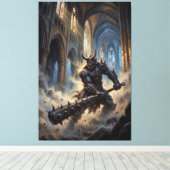 Oni-demon in de gotische kathedraal canvas afdruk (Insitu (Houten vloer))