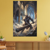 Oni-demon in de gotische kathedraal canvas afdruk (Insitu (Woonkamer))