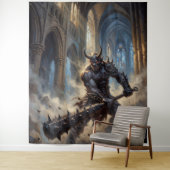 Oni-demon in de gotische kathedraal wandkleed (In situ)