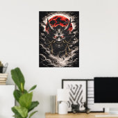Oni Demon in Red Moon - Japanese Anime Art Poster (Thuiskantoor)