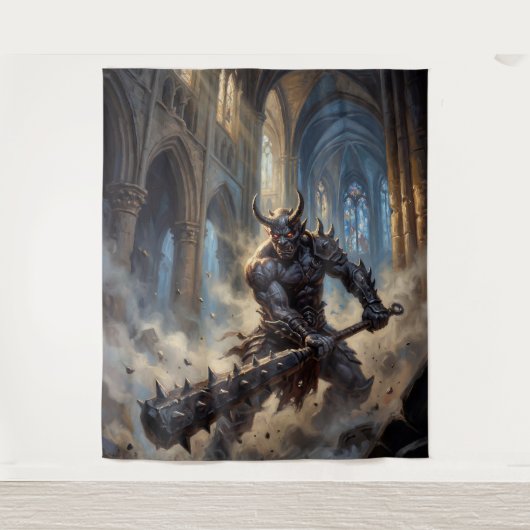 Oni Demon in the Gothic Cathedral Wandkleed (Voorkant)
