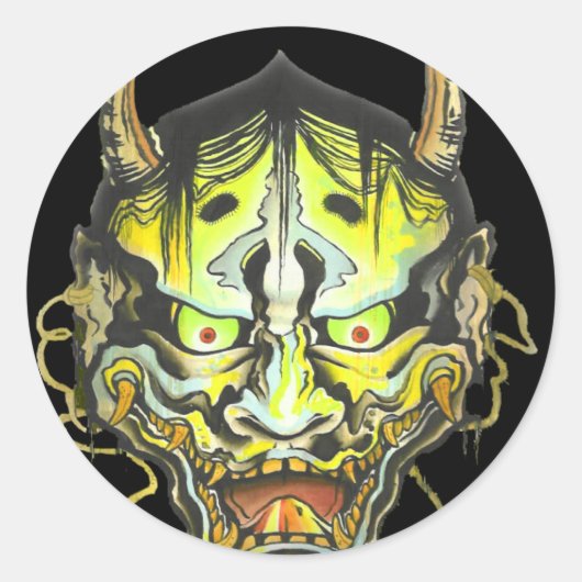 Oni Devil Design Ronde Sticker (Voorkant)