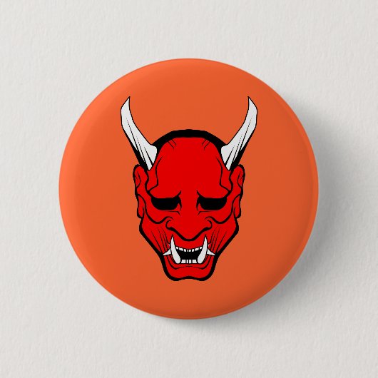 Oni Devil Mask Red Ronde Button 5,7 Cm (Voorkant)
