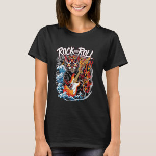 Oni Duivel Rots Kat Klassieke Japanse Samurai Kat T-shirt