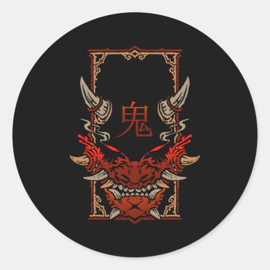 Oni Hannya Ghost Japans Ronde Sticker (Voorkant)