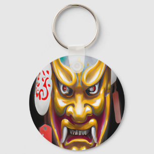 Oni japanese theether traditionele maskerwaterverf sleutelhanger