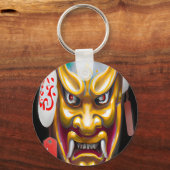 Oni japanese theether traditionele maskerwaterverf sleutelhanger (Voorkant)