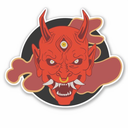 Oni Japans Hannya Masker Stijl Traditioneel Sticker (Voorkant)