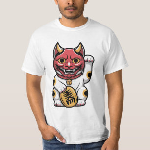 Oni Kat   Japanse mythische kat met Oni-masker   C T-shirt
