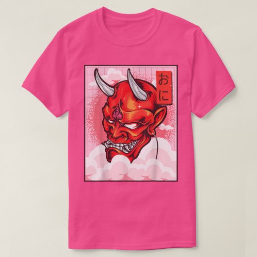 Oni Mask Demon Mask Yokai Kawaii Japanese Aestheti T-shirt (Design voorkant)