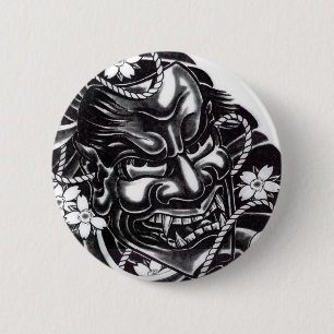 Oni Mask Japans Design Ronde Button 5,7 Cm