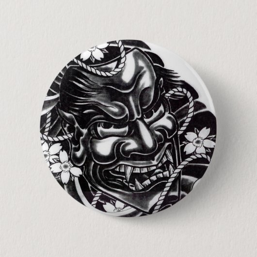 Oni Mask Japans Design Ronde Button 5,7 Cm (Voorkant)