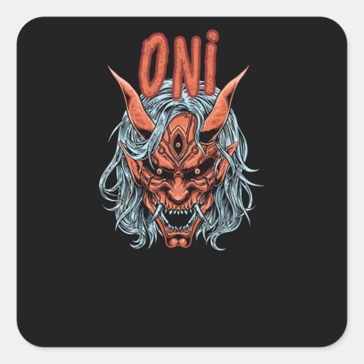 Oni Mask Vierkante Sticker (Voorkant)
