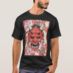 Oni Mask Yokai Demon Masker Japans esthetisch Retr T-shirt