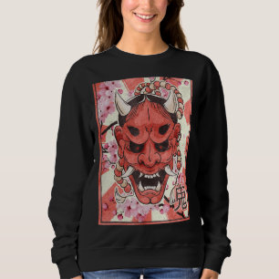 Oni Mask Yokai Demon Masker Japans esthetisch Retr Trui