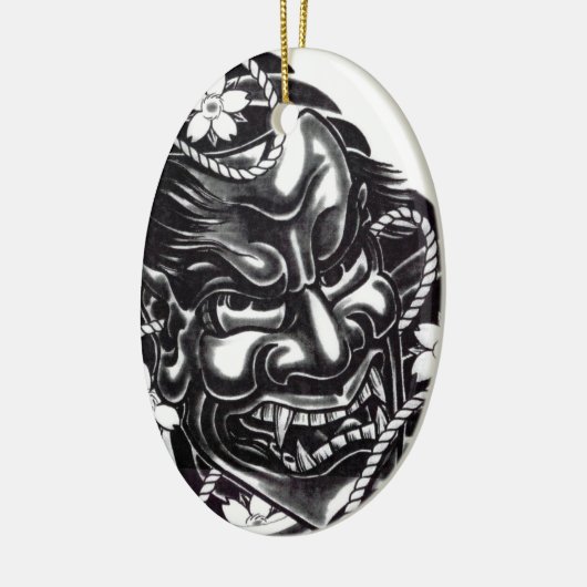 Oni Masker Japans Ontwerp Keramisch Ornament (Links)