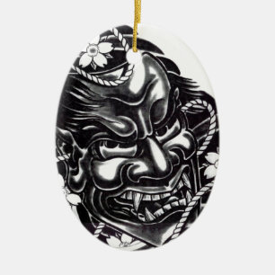 Oni Masker Japans Ontwerp Keramisch Ornament