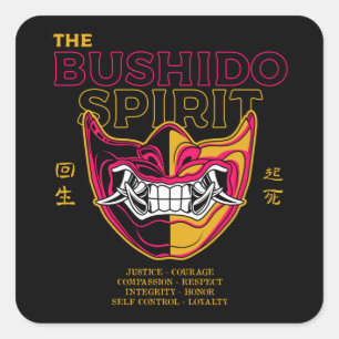 Oni Masker Japanse Cultuur - De Bushido Spirit Vierkante Sticker