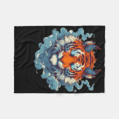 Oni Tiger Tattoo Retro Sticker Fleece Deken (Voorkant (Horizontaal))