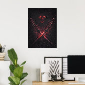 Oni Twin Blades Samurai, Abstracte Surrealistische Poster (Thuiskantoor)